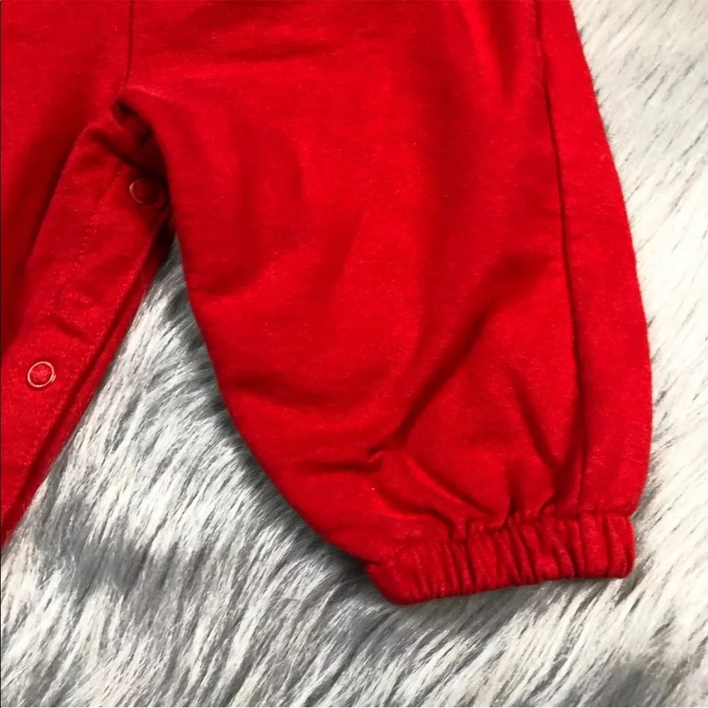 Vintage Baby Girls Oshkosh Bgosh Red Teddy Bear Jumpsuit Romper